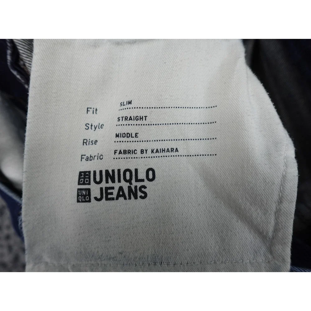 Uniqlo Kaihara Selvedge Jeans Mens 30x34 Blue Slim Fit Heavy Fade 321-447649